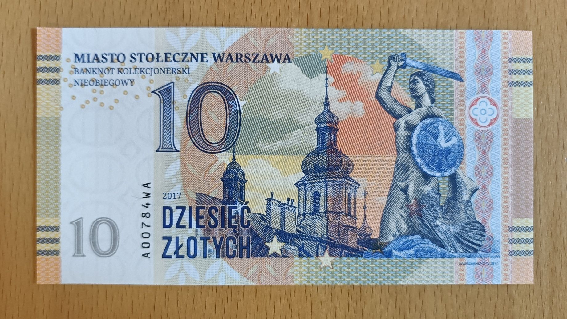 Banknot kolekcjonerski 10 zł Warszawa Destrukt UNC