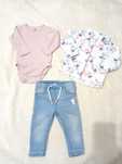 Zestaw komplet dziewczęcy 68 H&M polar jeansy body