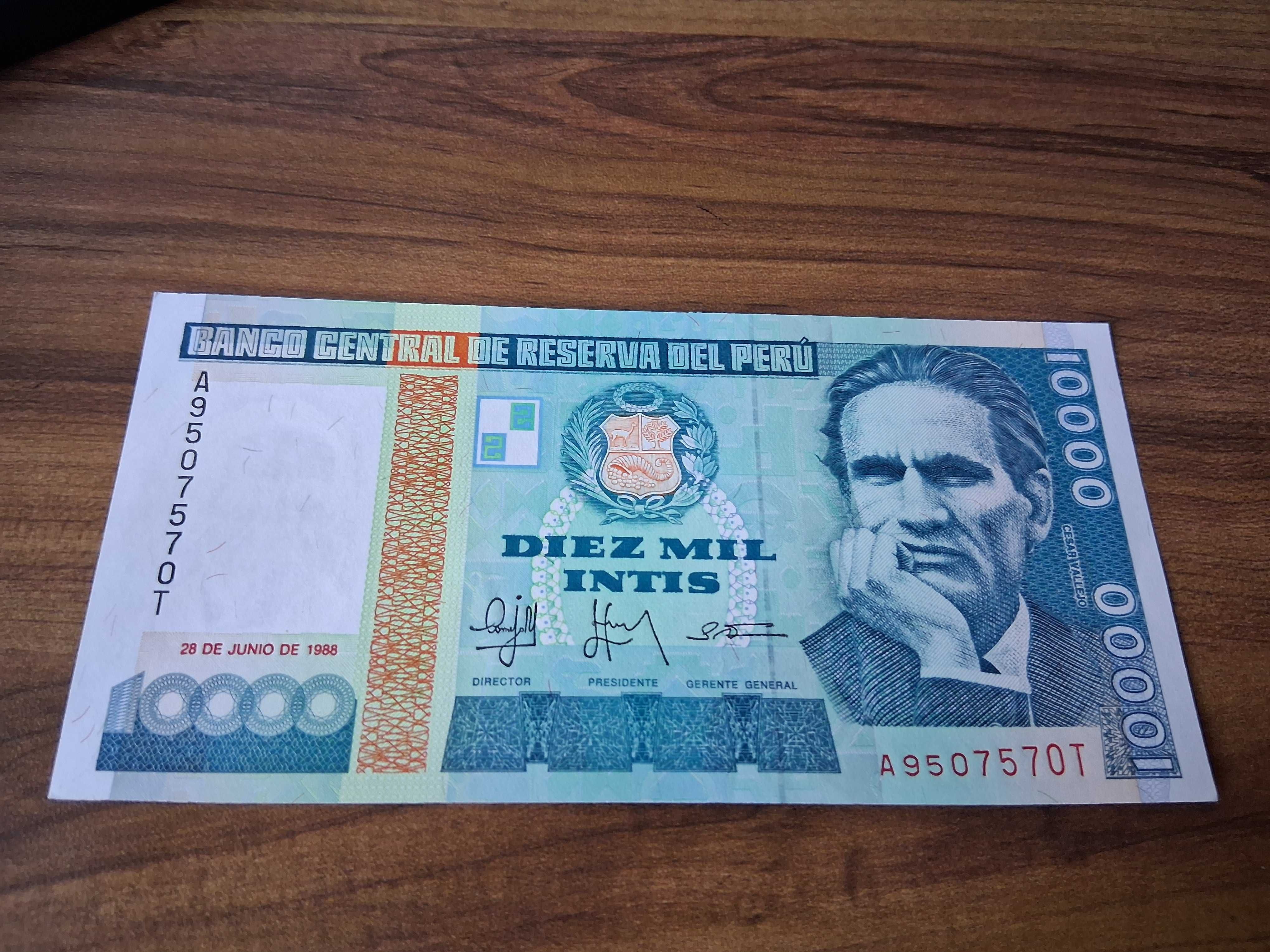 Banco Central Perú  - 10, 50, 100, 500, 1000, 5000 e 10 000 Intis