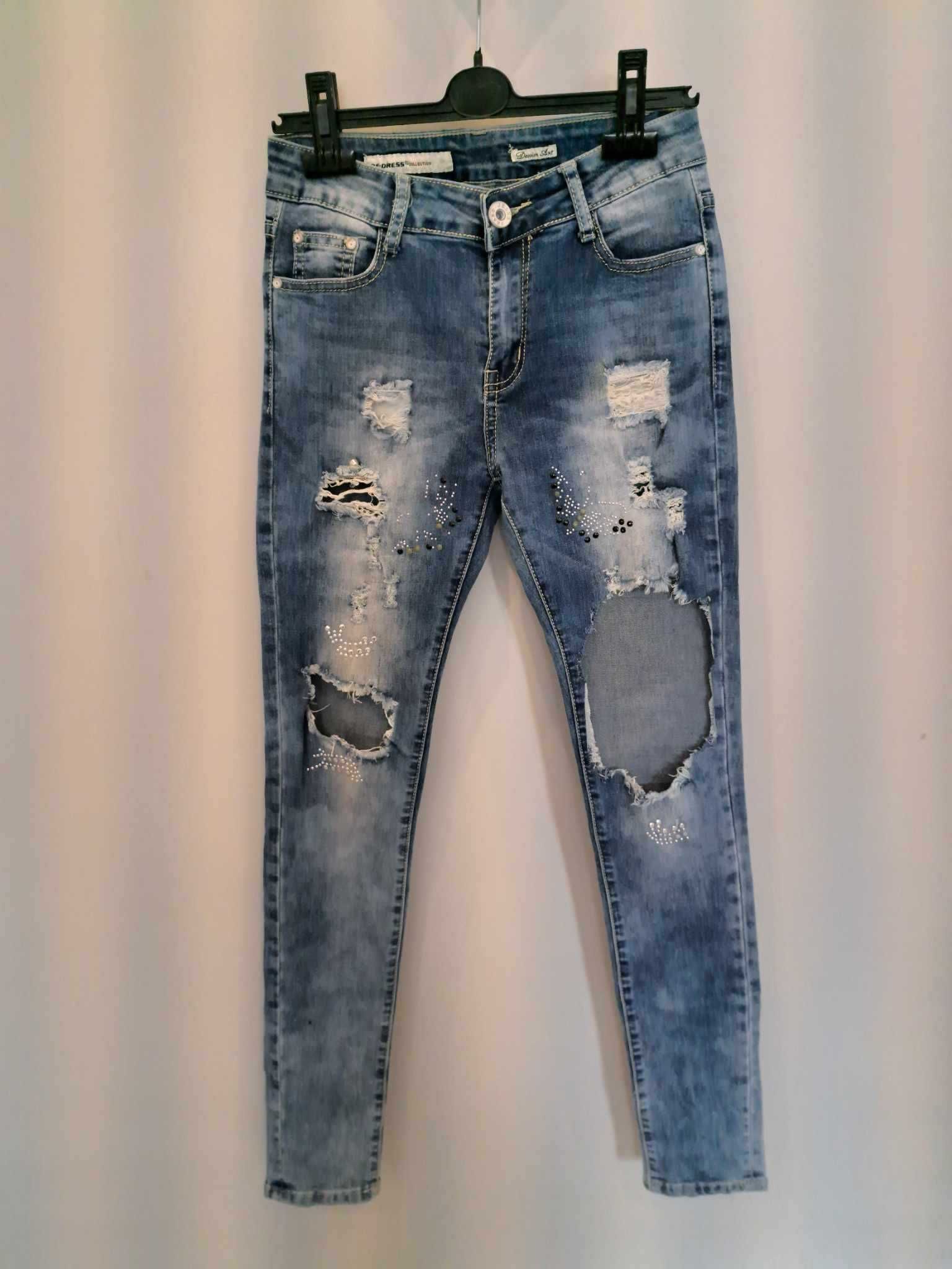 Denim Art spodnie jeansy damskie rurki r. 26/36