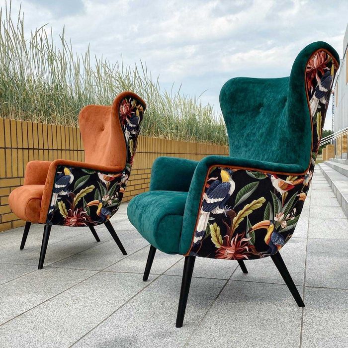 fotel uszak, skandynawski, loft, nowoczesny lata 50