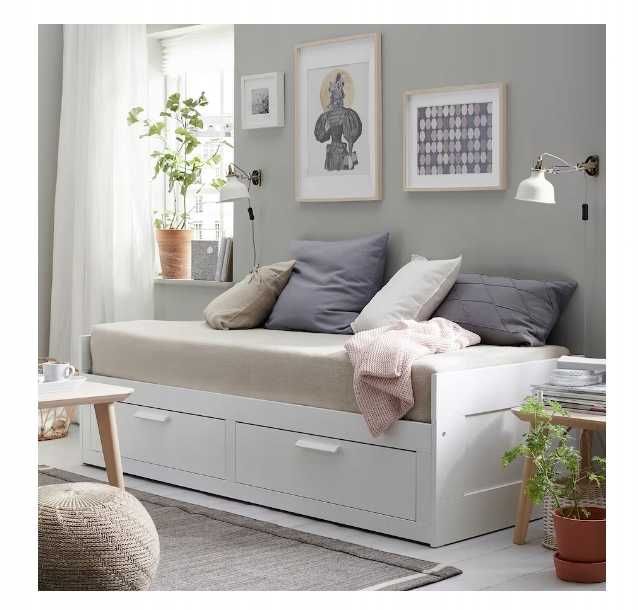 IKEA BRIMNES leżanka/łóżko rozkładane 160x200 + materac