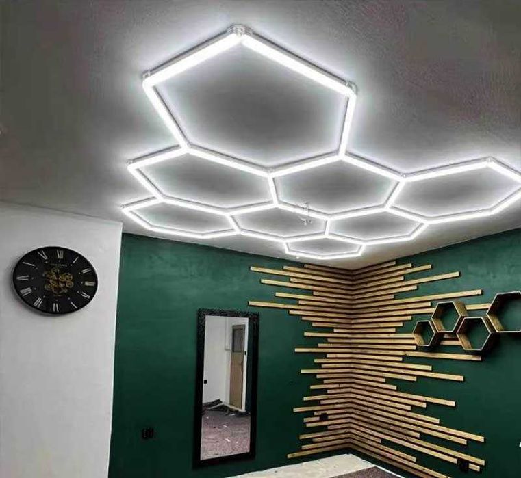 Lampy Hexagon LED 258x245cm Plaster Miodu Sześciokąt Domu Biura Salonu