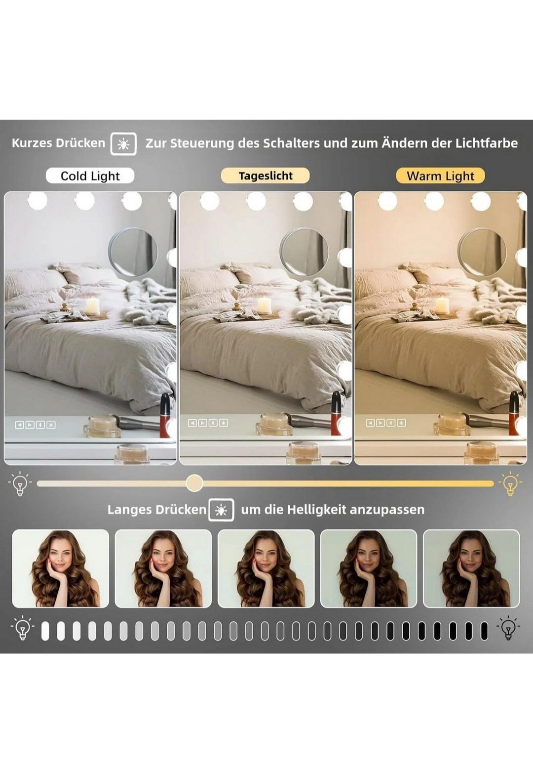 Lustro LED 58x46cm wbudowane głośniki, połączenie bluetooth,stacja USB