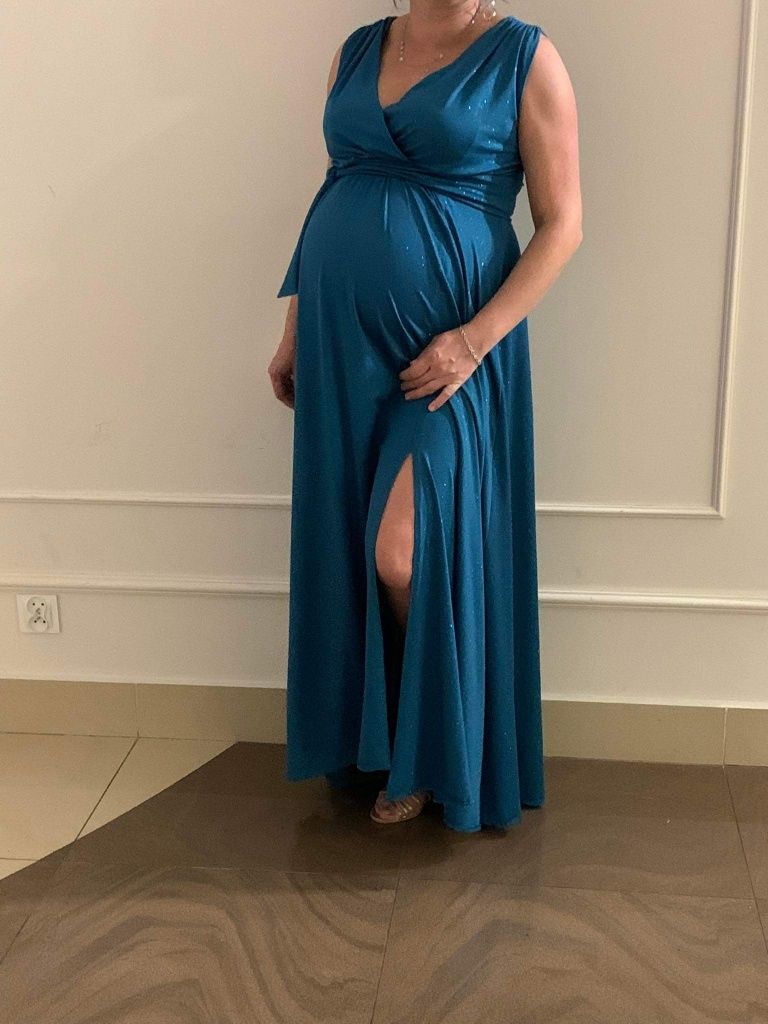Brokatowa sukienka wieczorowa - ciążowa