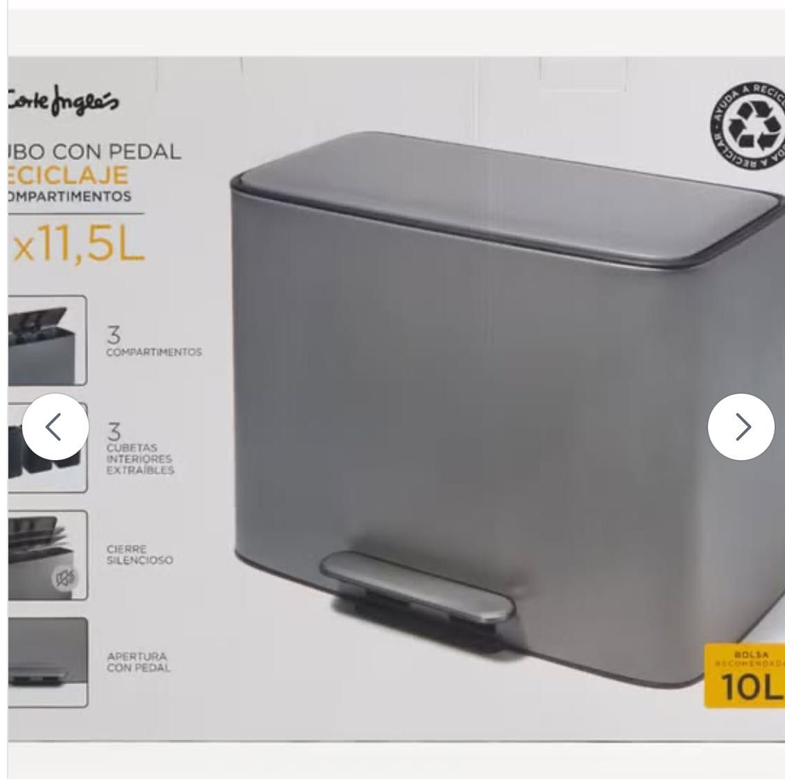 Caixote reciclagem com pedal 3x11,5 L - El Corte Inglês