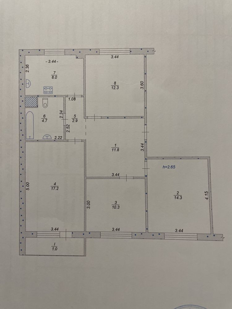 Квартира 4-х комнатная на мкр. Всебратское-2 (Макулан), 82,5 кв.м