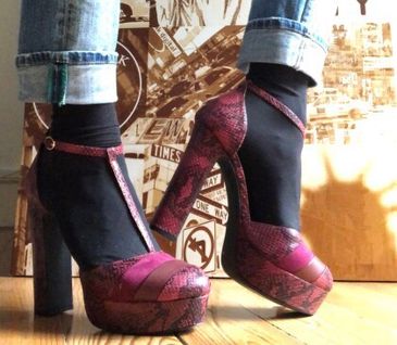 Sapatos Padrão Cobra Bordeaux