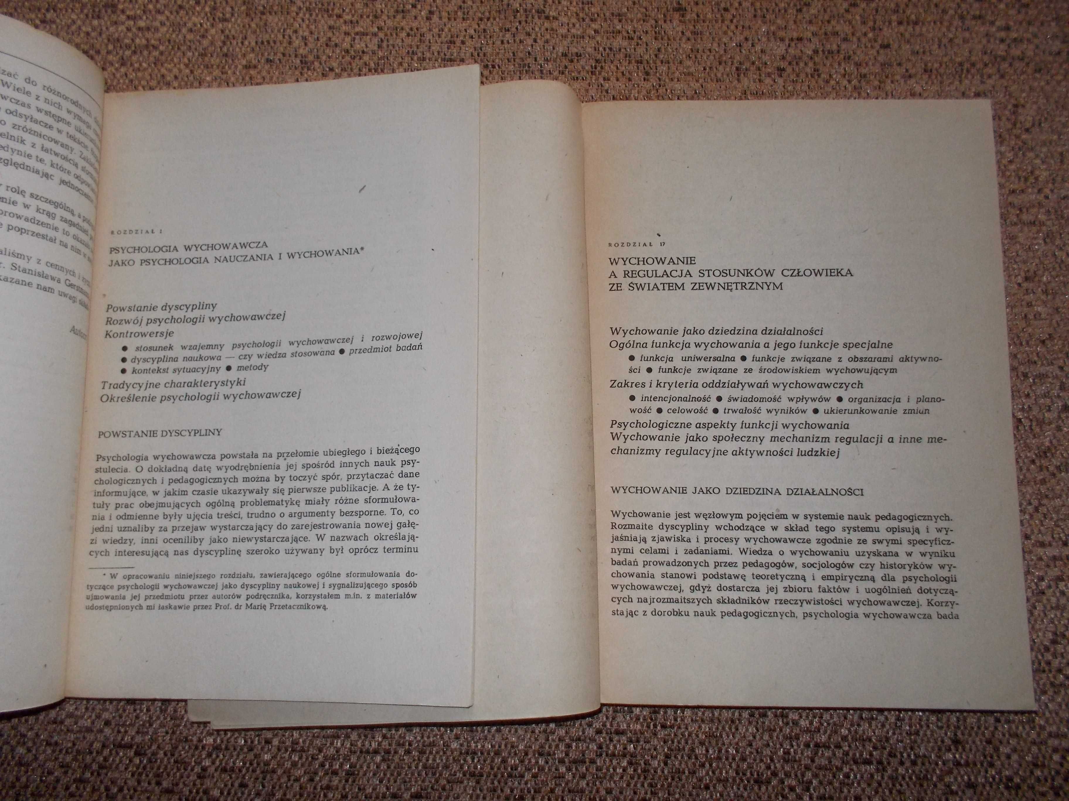 Psychologia wychowawcza w dwóch tomach M. Przetacznikowa Z. Włodarski