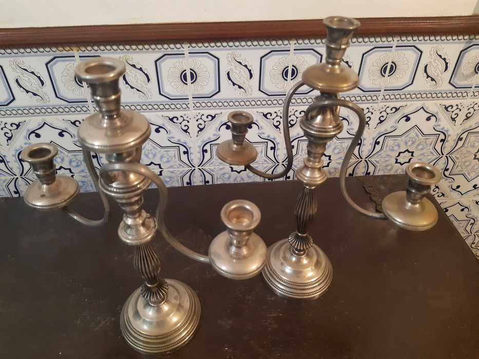 Par 2 castiçais, casquinha, vintage, excelente estado de conservação