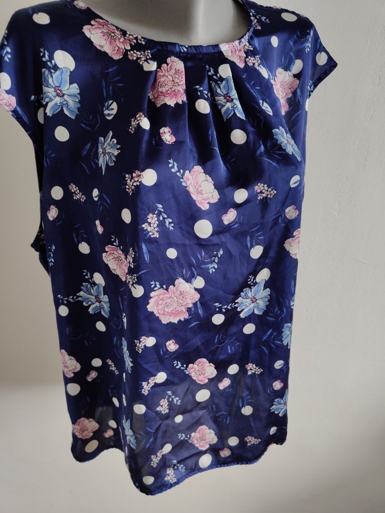 Markowa bluzka damska plus size rXL 42/44 bez rękawów kwiaty elegancka