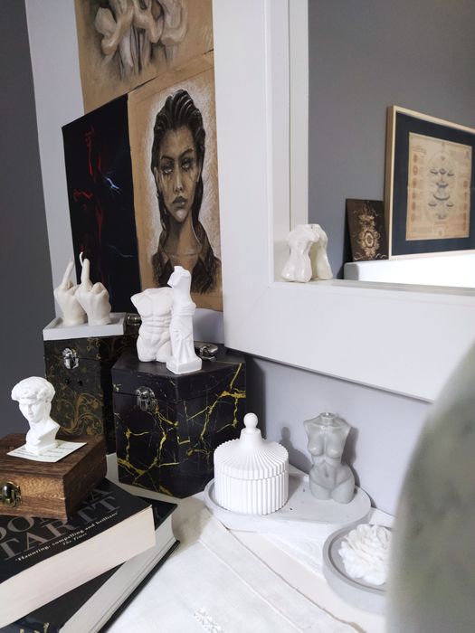 Frasco/ pote guarda jóias branco cerâmico