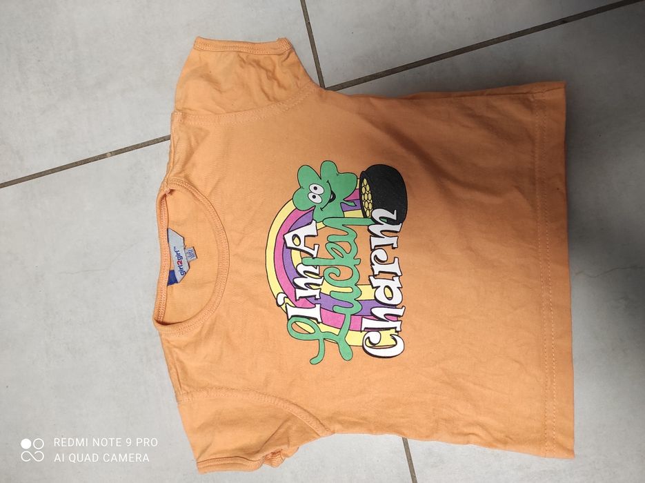 Bluzeczka pomarańczowa z tęczą Primark, rozmiar 92