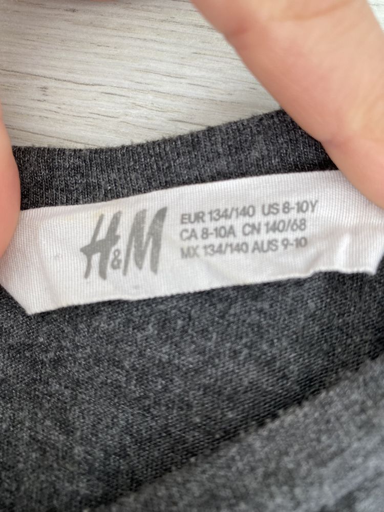 2 pak koszulek H&M hm 134/140 granatowa-basic Szara-tęcza