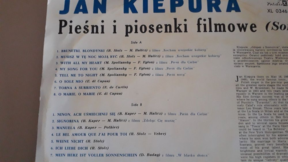 Jan Kiepura "Pieśni i piosenki filmowe" winyl