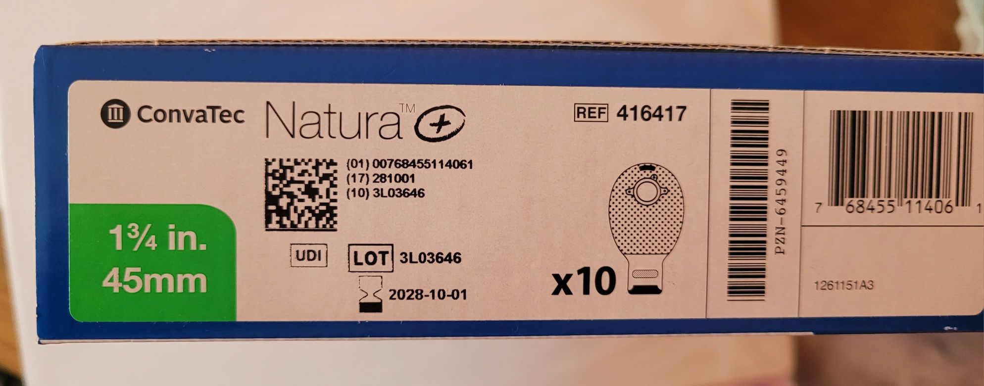 ConvaTec NATURA _ Worki Stomijne - 1 3/4 In. 45 mm _ 10 szt. w pudełku