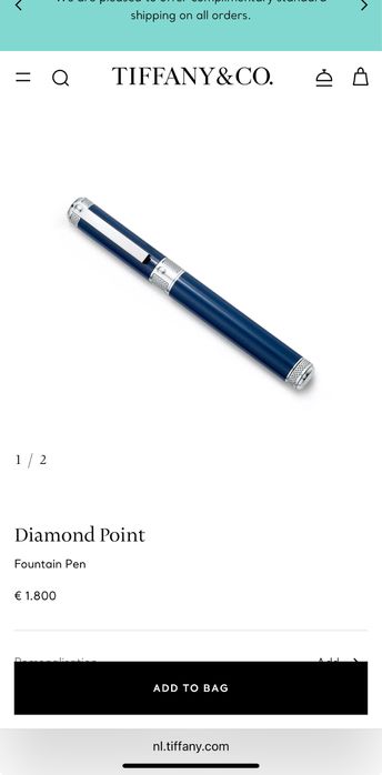 Срібна Ручка Tiffany & Co. Diamond Point • Silver|18K Gold • RP €1800