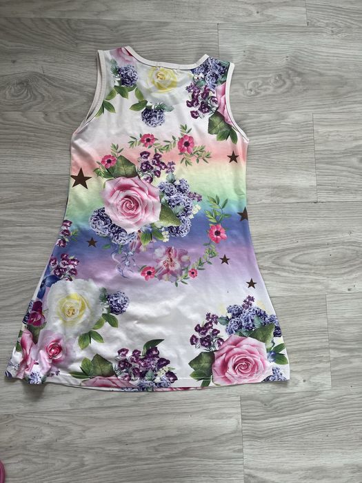 Pretty Unicorn Flower Print Sleeveless Slip Dress 9-10 yo