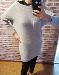 Sweter tunika szary nowy oversize