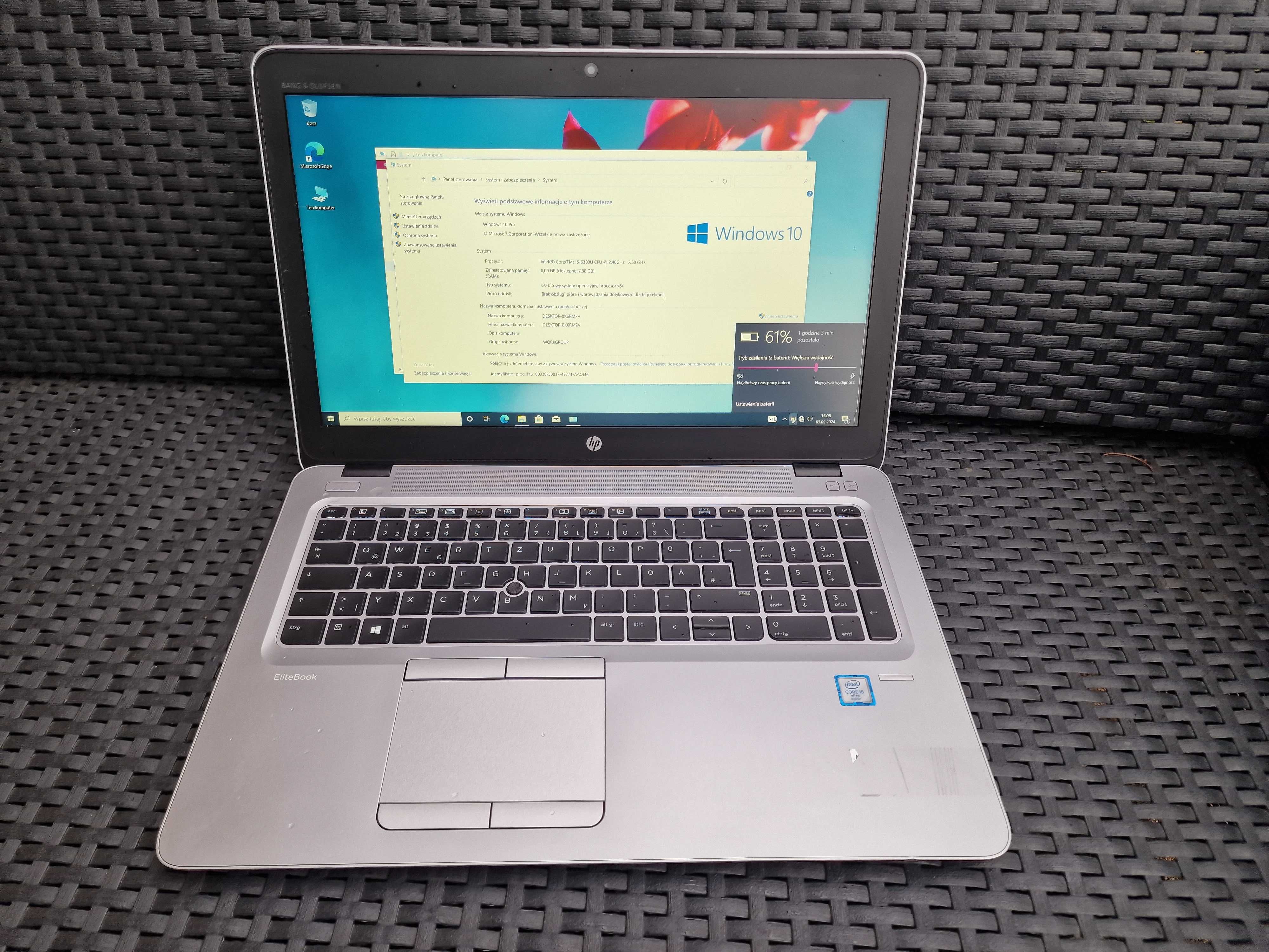 Laptop HP 850 G3 i5-6300U 8GB SSD 120GB