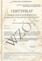 Certyfikat Kompetencji Zawodowych RZECZY / OSÓB