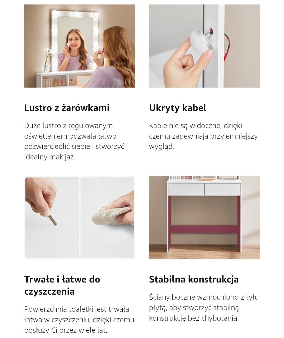Nowa Toaletka z lustrem i regulowanym oświetleniem 145 x 80 x 40 cm