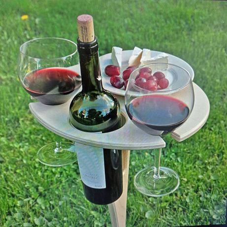 Stolik do wina przenośny składany drewniany piknikowy nowy nieużywany
