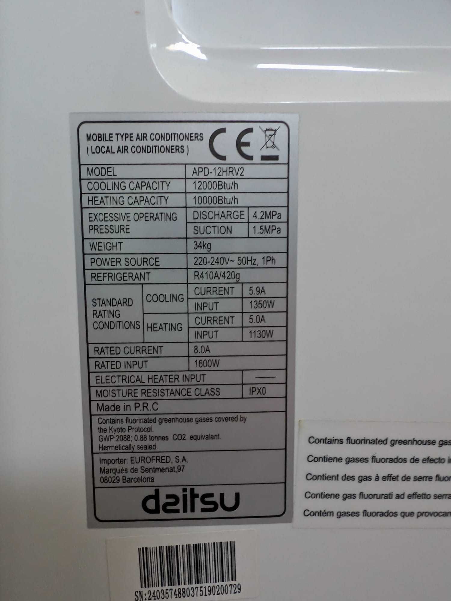 Ar Condicionado Portátil Daitsu APD-12HR – 12.000 BTUs (Frio/Calor)