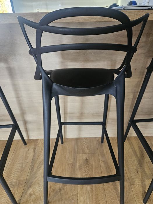 4szt krzesło wysokie hoker, zestaw komplet czarne loft