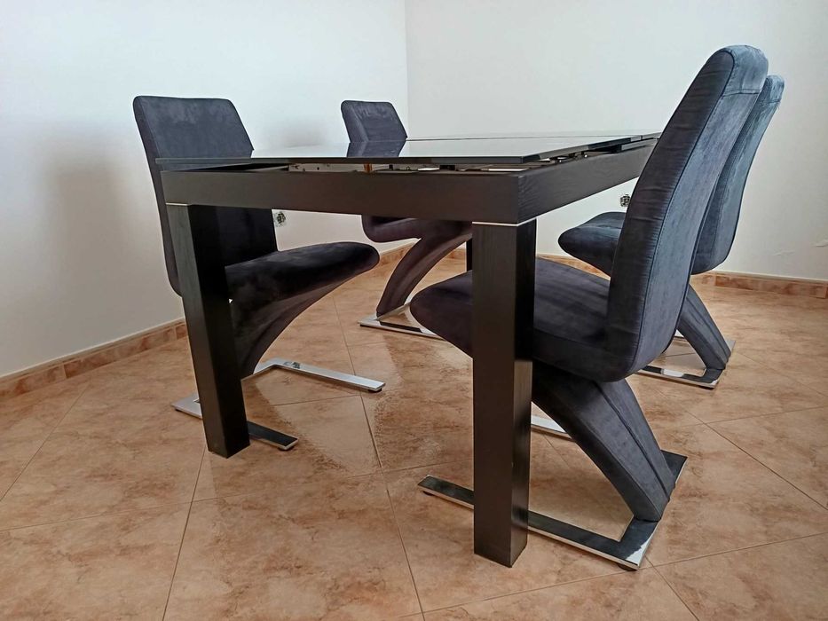 Mesa Sala Jantar - Vidro Temperado - Inclui 4 Cadeiras - Como NOVO