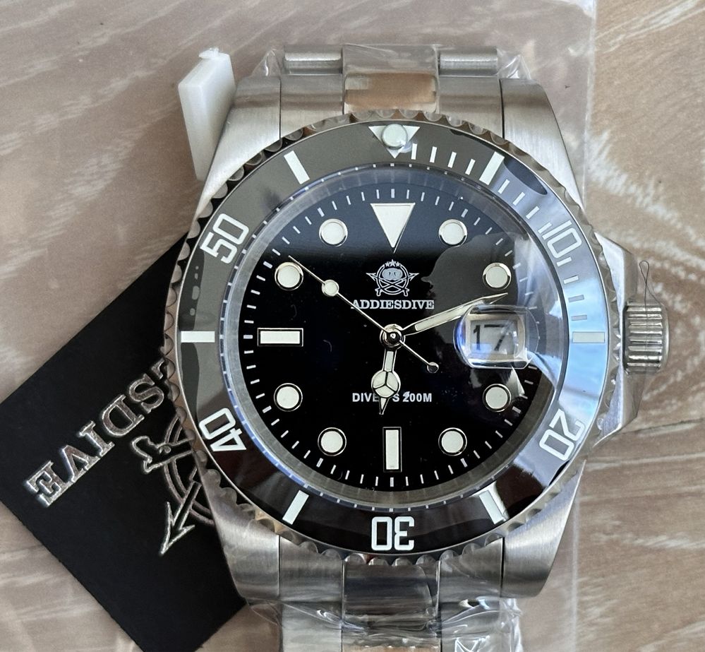 ADDIESDIVE zegarek kwarcowy wodoodporny 200m submariner 41 mm miyota