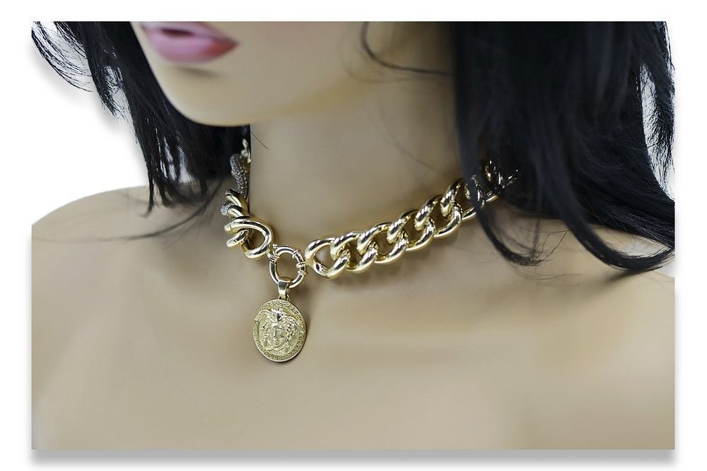 Złoty łańcuszek 14k 585 z zawieszką Meduza grecka drogacfc010yw&c049 P