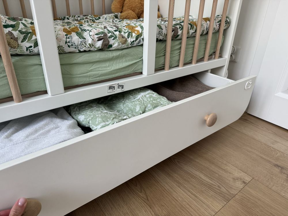 Łóżeczko z szufladą, IKEA MYLLRA + materac