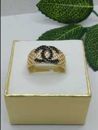 Złoty pierścionek ażurowy Chanel, złoto 585 r.18