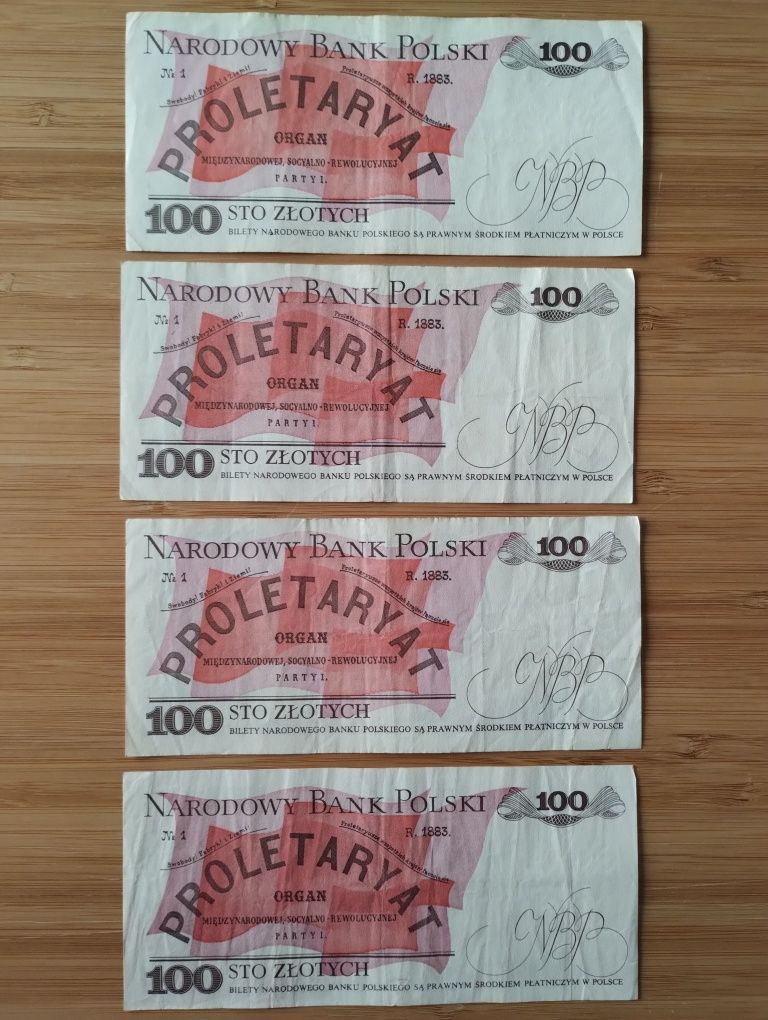 16 banknotów, Polska, PRL, 100 złotych, 1986 i 1988