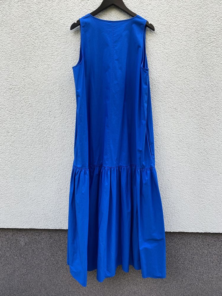 Kobaltowa niebieska bawełniana sukienka maxi COS