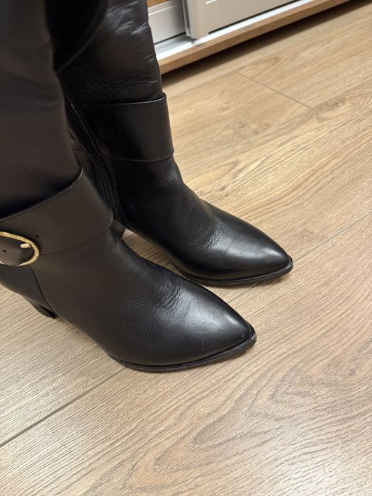 Шкіряні сапоги жіночі чоботи демісезонні