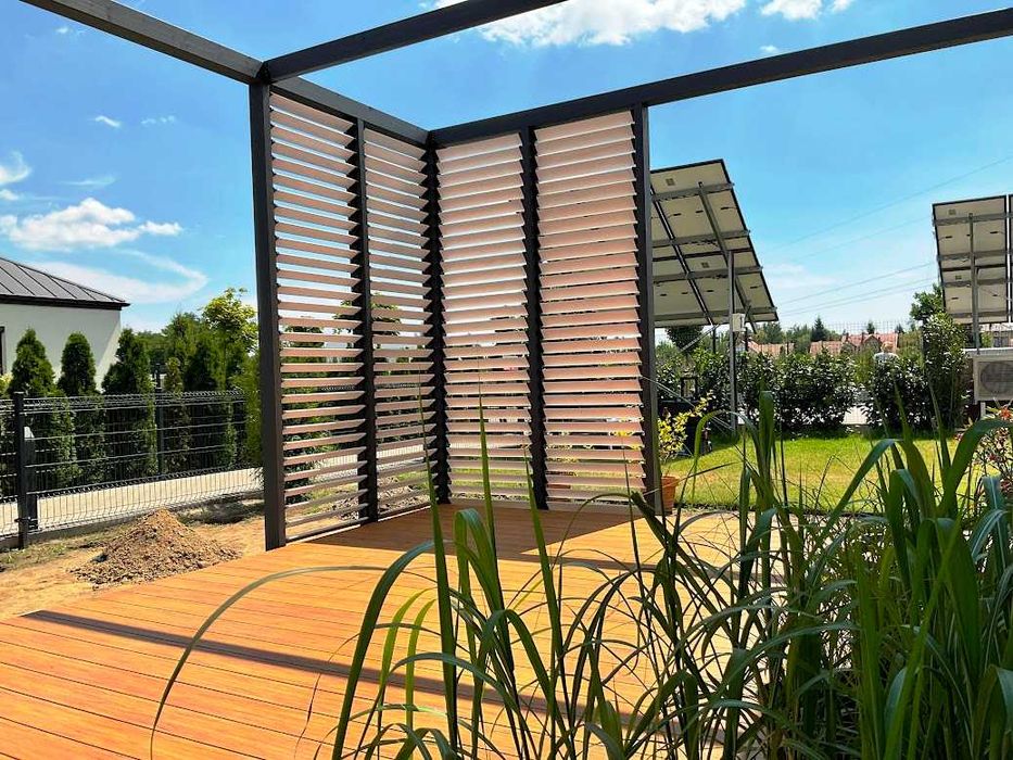 Nowoczesna pergola, taras, zabudowa drewniana, altana, zadaszenie,