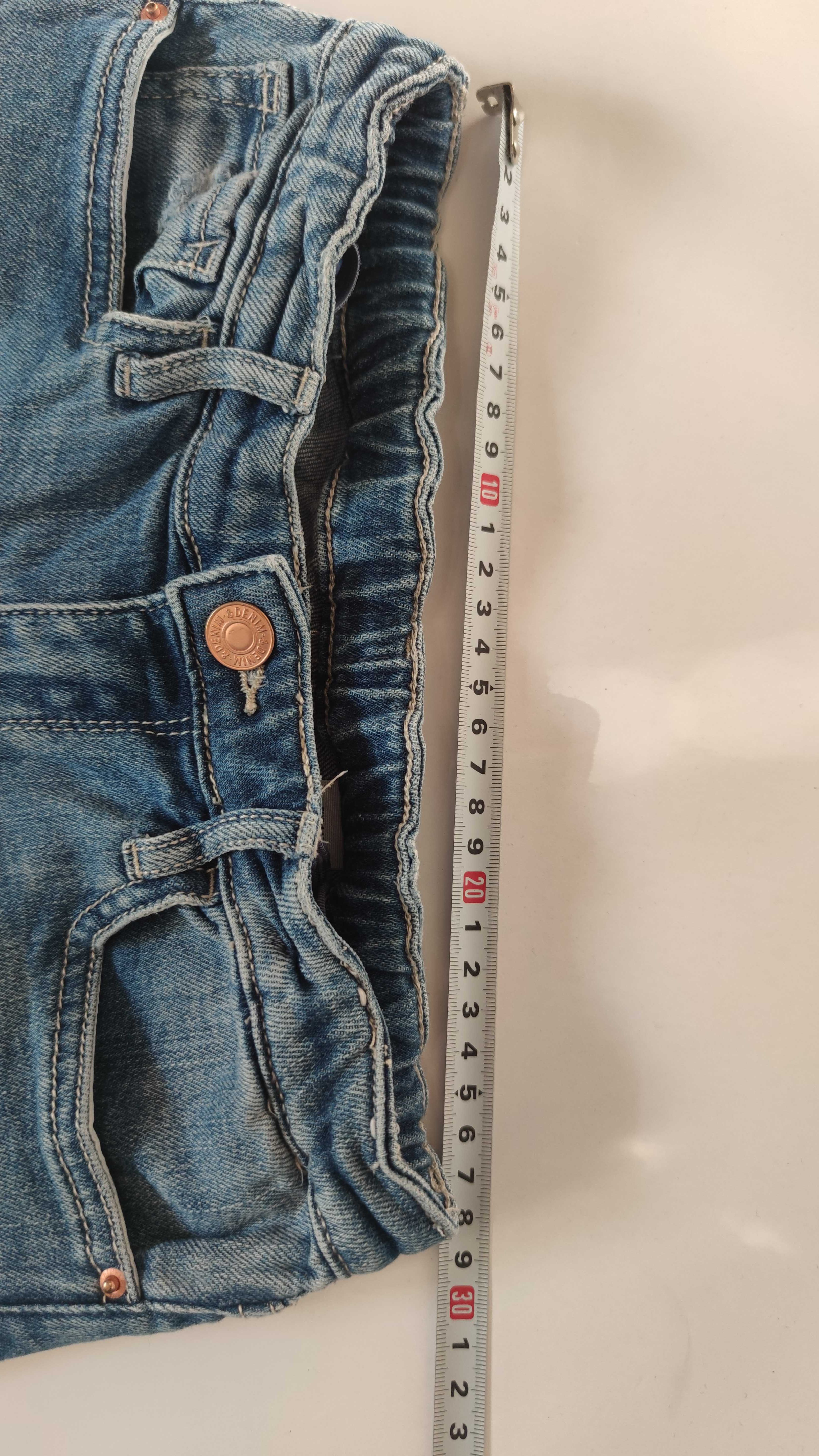 Spodnie szerokie jeansy dżinsy H&M podarte przetarcia dziury 140