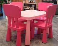 Zestaw Ikea mammut, stoik, krzesła, różowy, komplet, stolik, krzesełka