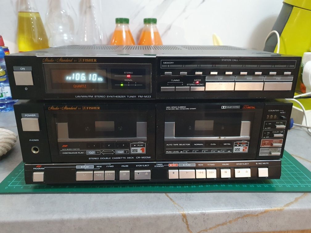 Zestaw magnetofon kasetowy plus tuner Fisher studio standard