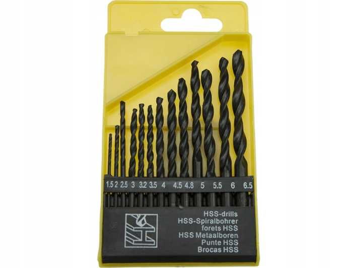Wiertła do metalu o średnicy od 1.5mm do 6.5mm zestaw 13szt