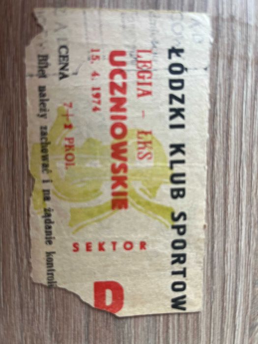 Bilet ŁKS Łódź - Legia Warszawa z 15.04.1974 r.