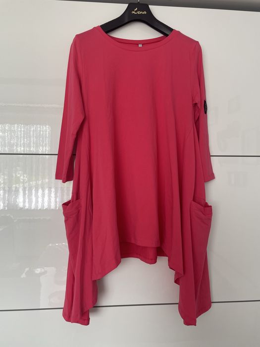 Nowa bluzka/tunika malinowa z kieszeniami rozmiar uni