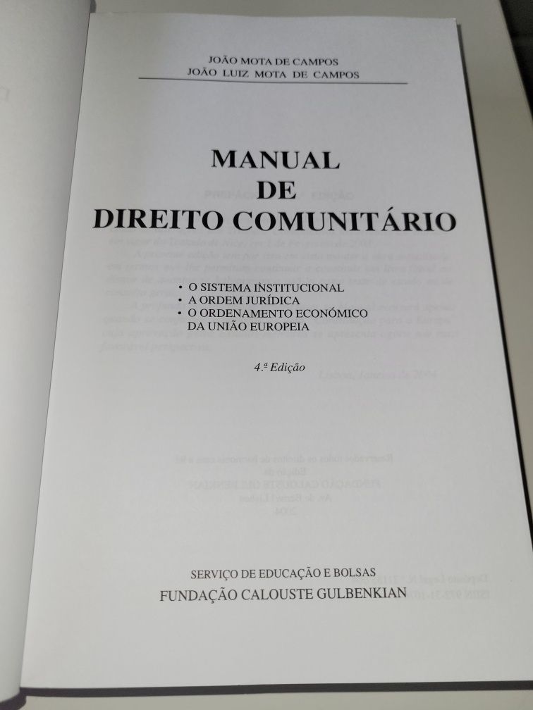 Manual de Direito Comunitário, de Mota Campos