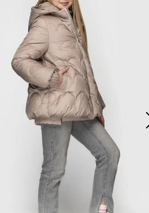 Куртка осіння сіро-пудрового кольору 152 розмір