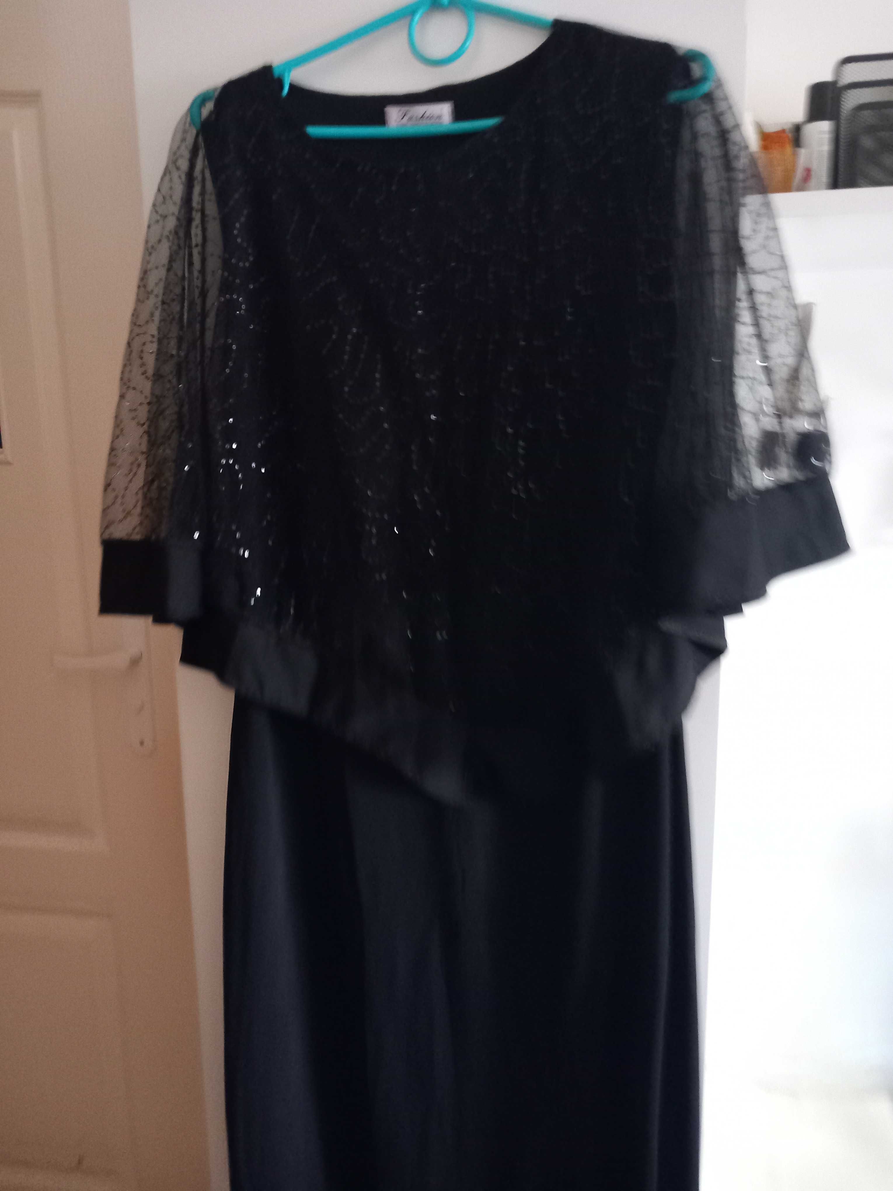 Śliczna czarna sukienka z cekinami rozm XL