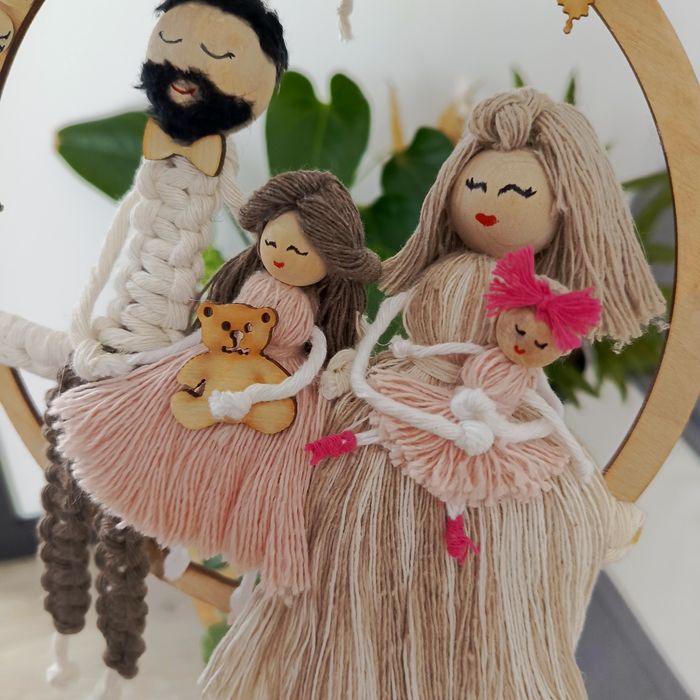 Rodzina z makramy,lalki