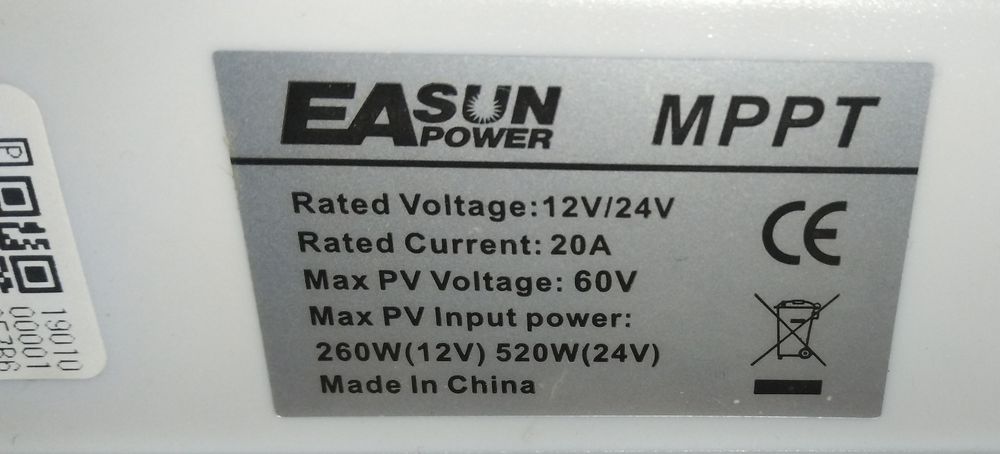 Контроллер заряда солнечных батарей MPPT EAsun 20A