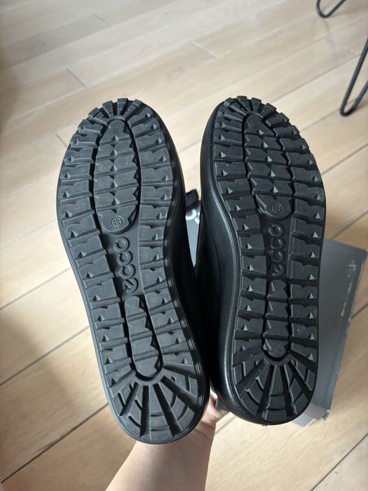 Ocieplane, b. wygodne, skórzane buty Ecco, membrana Gore-Tex, nowe